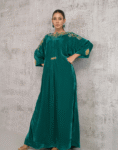 Embroidered Velvet Kaftan – Emerald Green