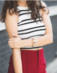 Striped Ribbed Crop Top – Black & White